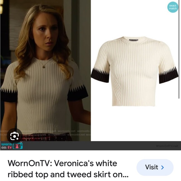 Black and Red Ribbed top as seen on Veronica on Dirty John - Picture 1 of 3
